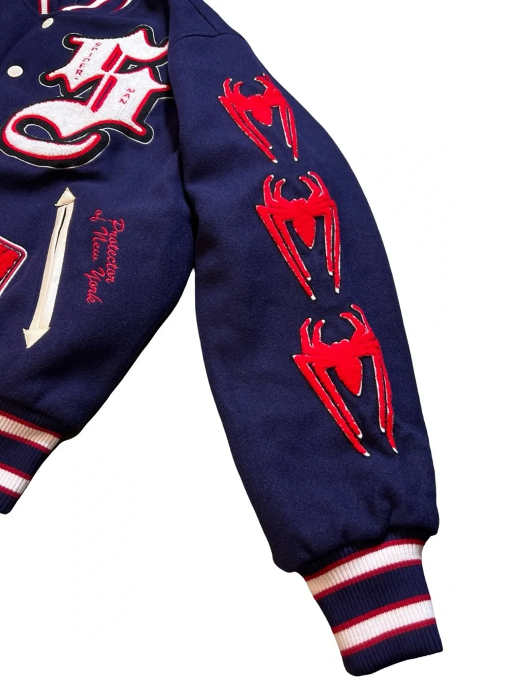 Civil Regime x Marvel Spider-Man Parkers power bomber varsity Jacket blue Medium